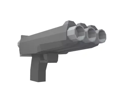 Low Poly Gun v2 001 Low-poly 3D model
