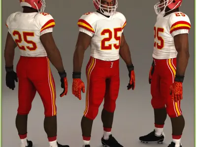 Black American Football Player CG 3D model