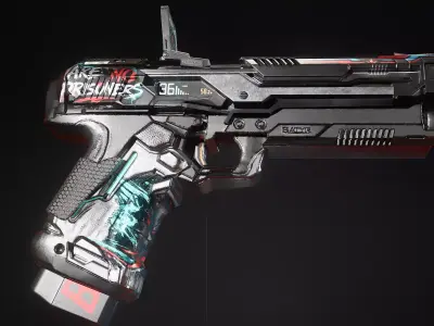 SciFi Pistol Low-poly 3D model order