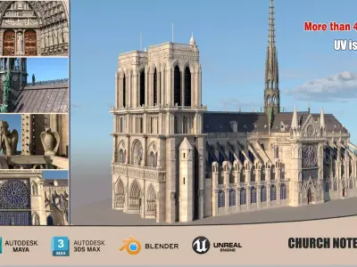 Cathedral Noter Dame de Paris 3D model