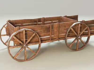 Medieval Wooden Wagon Low-poly 3D model purchase