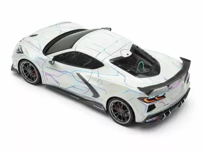 Custom Cyberpunk Chevrolet Corvette C8 Futuristic Neon Concept 3D model