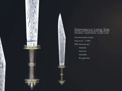 Damascus Long Sax Low-poly 3D model
