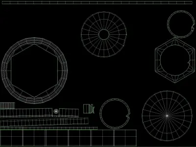 Wheel Center Hubs - 10 Designs Low-poly 3D model