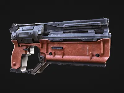 Cyberpunk gun Low-poly 3D model