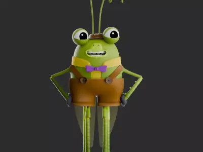 Talking Cricket Stylized 3D Character Puss in Boots Universe Low-poly 3D model