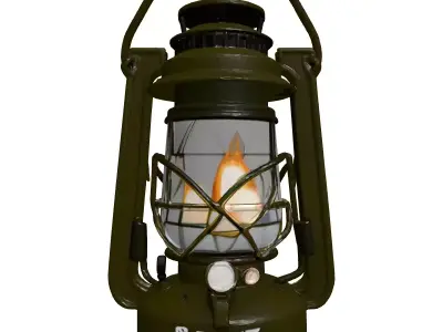 Military Style Camping Lantern Lamp Low-poly 3D model
