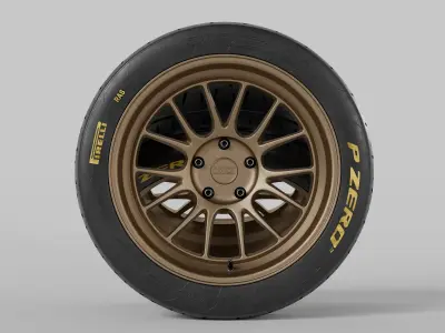 Kansei Corsa Rims with Pirelli P Zero RA Soft Tires 3D model