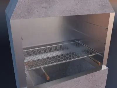 precast concrete and aluminum barbecue 3D model