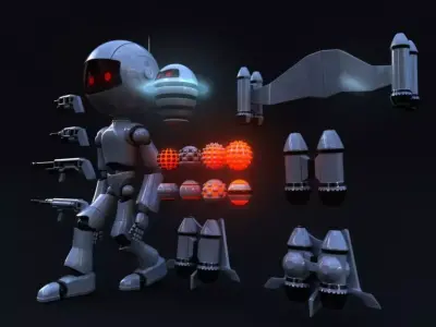 Full Rigged Robot Low-poly 3D model