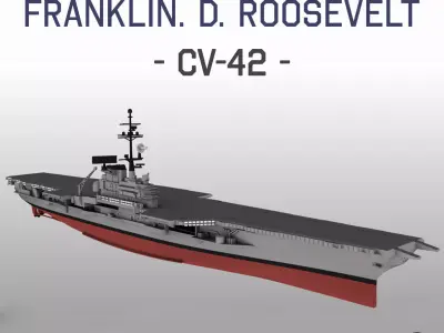 USS FRANKLIN D ROOSEVELT CV42 aircraft carrier print ready 3D print model