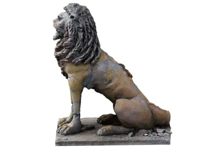 Abandoned and Damaged Lion Statue 3D model