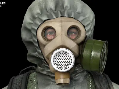 Post apocalyptic survivor 4 Game ready low poly character Low-poly 3D model