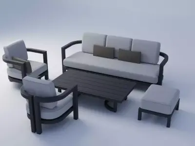 Portofino Aluminum Garden Set by RH Free 3D model