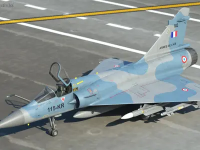 French Air Force Mirage 2000C with Armament 3D model