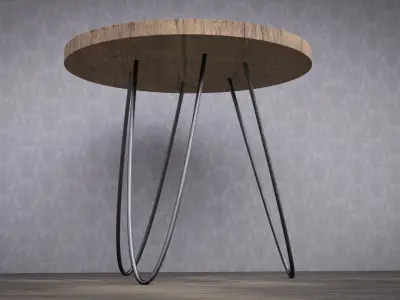 Round Wooden Coffee Table Free low-poly 3D model