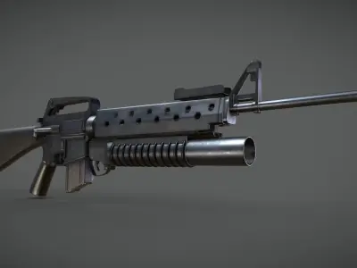 M16 m203 Grenade Launcher Low-poly 3D model