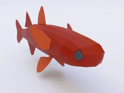 Grass carp fish low poly 3d model  Low-poly 3D model