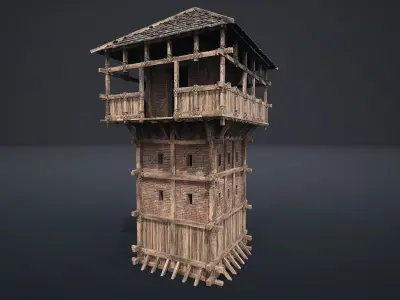 MEDIEVAL WATCHTOWER TOWER FORT FORTRESS CASTLE WALLS AAA NEXTGEN Low-poly 3D model
