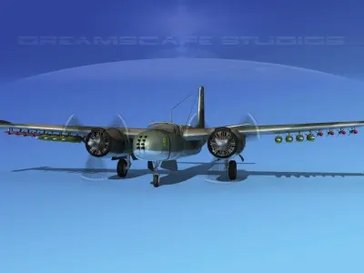 Douglas A-26K Invader S Vietnam 3D model