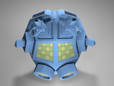 Outer-Space Sci-Fi Bug Helmet Low-poly 3D model