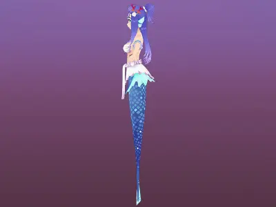 Monster Girl Mermaid Low-poly 3D model