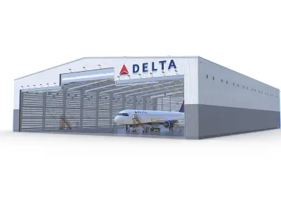 Delta Airlines Maintenance Hangar A321Neo Low-poly 3D model