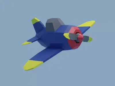 Poly-Plane toy airplane flying in sky Low-poly 3D model