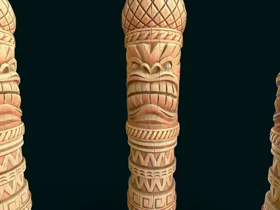 Stylized Wood Totem 11 Low-poly 3D model