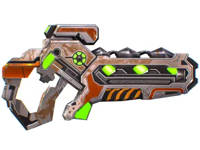 Assault rifle of the future weapon gun Nuff barrel blaster laser Low-poly 3D model