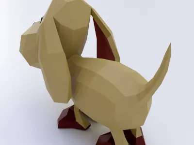  Dog low poly toon 3d model  Low-poly 3D model