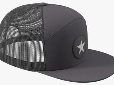 Flat Brim Trucker Hat Mesh Back 3D model
