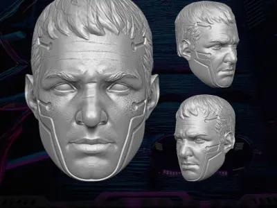 Cyber Punk head 3D printable File For Action Figures 3D print model