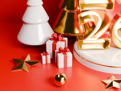 Festive 2026 Holiday 3D scene Free low-poly 3D model