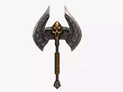 Stylized fantasy axe Low-poly 3D model