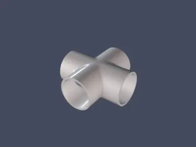 4 Way Pipe Connector Low-poly 3D model