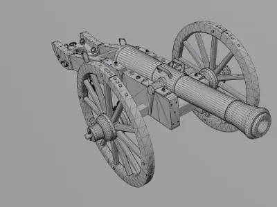 Old Medieval Artillery Cannon Low-poly 3D model