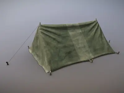 Military Tent WWII TwoSleeping close vr1 Low-poly 3D model