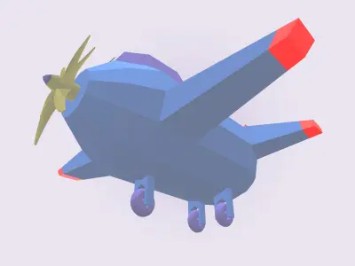 Low Poly stylized aircraft 3d model Low-poly 3D model