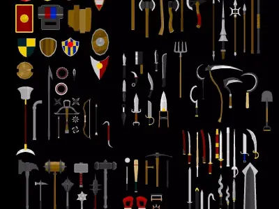 Low Poly Melee Weapon Pack Low-poly 3D model