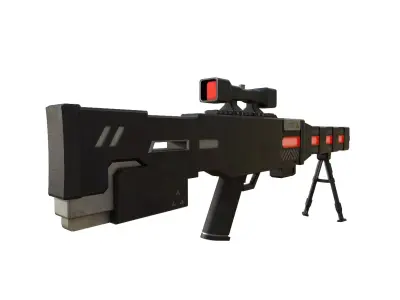 Futuristic Sniper Rifle Low-poly 3D model buy