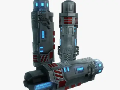 Munitions for a Sci-fi weapon Low-poly 3D model