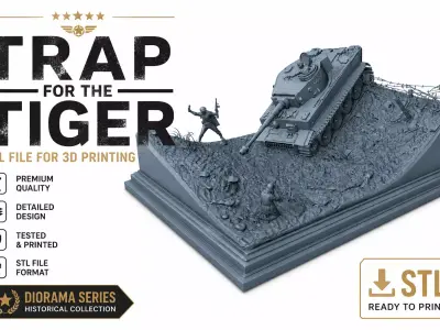 Trap for the Tiger WWII Tiger Tank Diorama STL File 3D print model