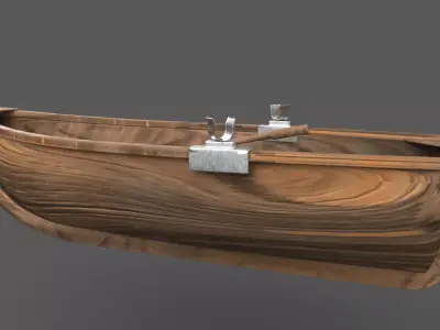 Canoe with Paddle Low-poly 3D model