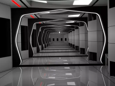 Sci Fi Corridor Futuristic 3D model shop