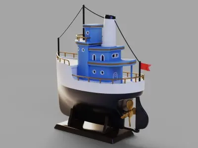 Toy ship Low-poly 3D model