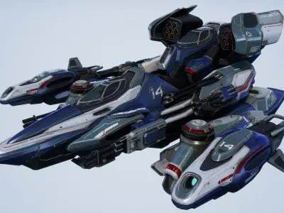 Falcon Spaceship - game model Low-poly 3D model