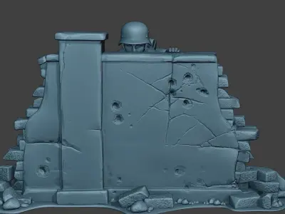 German soldier ww2 cover down G5 3D print model