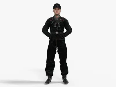 German Panzer Crew Soldier WWII Low-poly 3D model