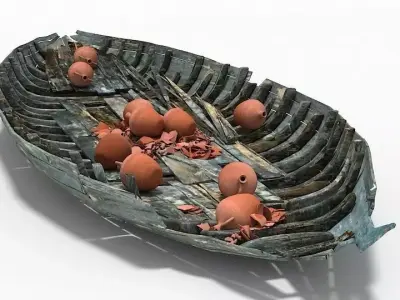 Dinghy boat with eggs in it 3D model